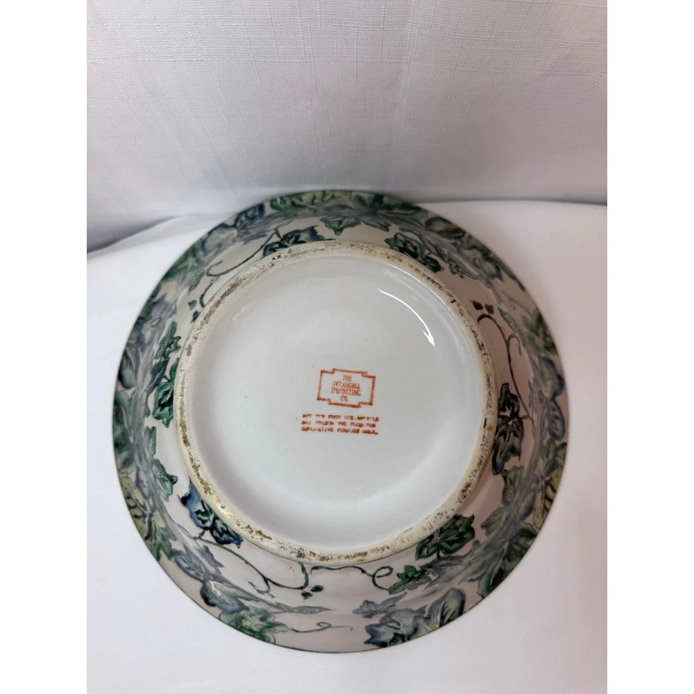 Large Vintage Chinese Ivy Floral Bowl Oklahoma Importing‎ Co 12